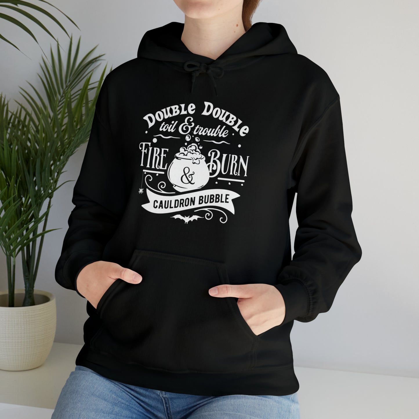 Double, Double Toil and Trouble Hoodie, Witchy Halloween Heavy Blend Hooded Sweatshirt