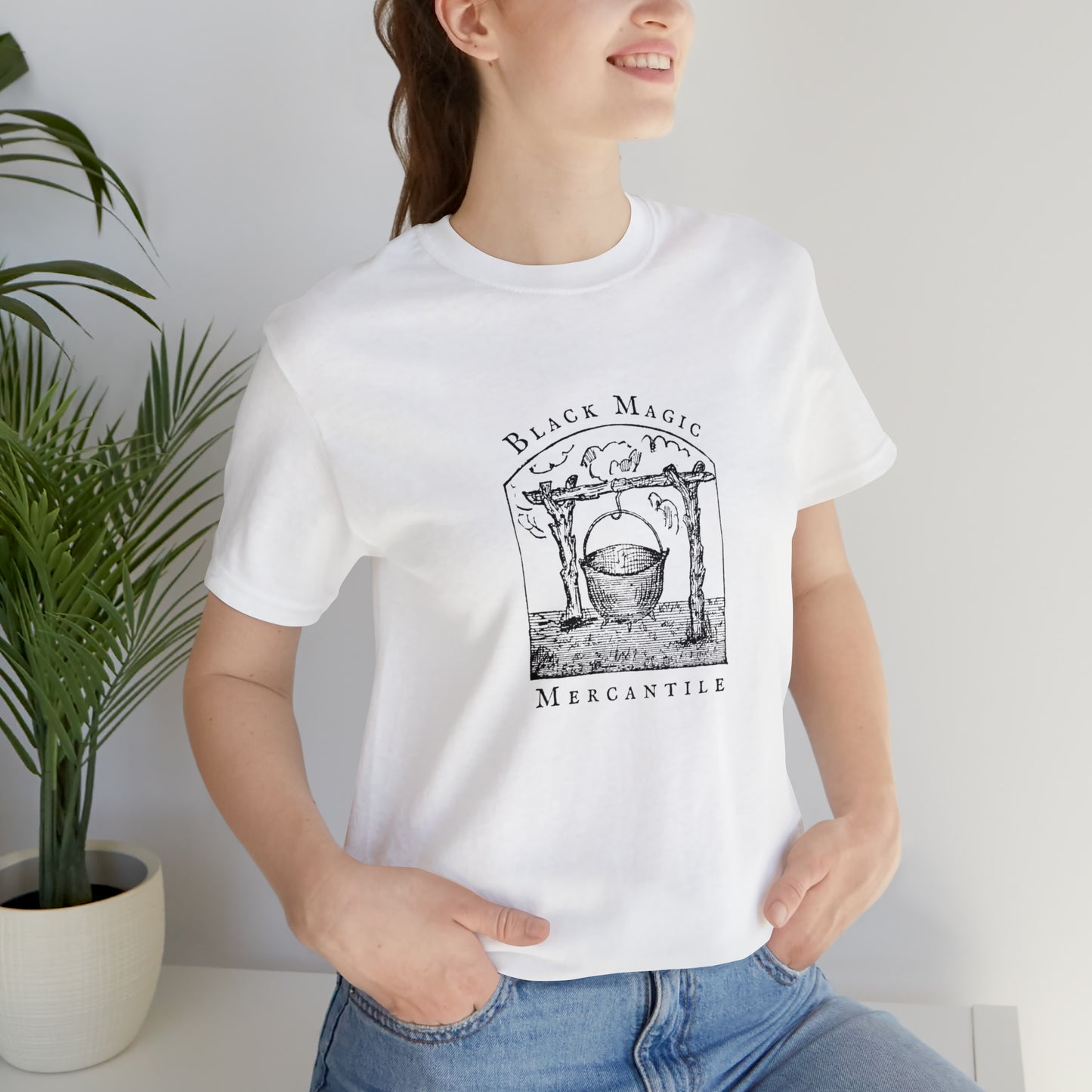 Black Magic Mercantile T-shirt, Vintage Style Witchy Short Sleeve Shirt