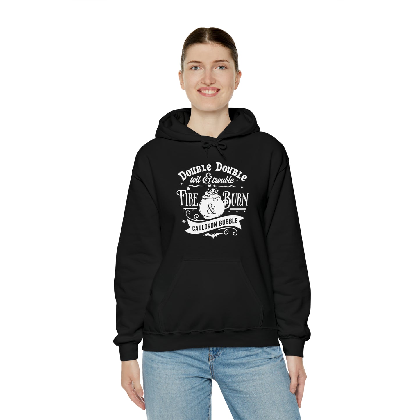 Double, Double Toil and Trouble Hoodie, Witchy Halloween Heavy Blend Hooded Sweatshirt