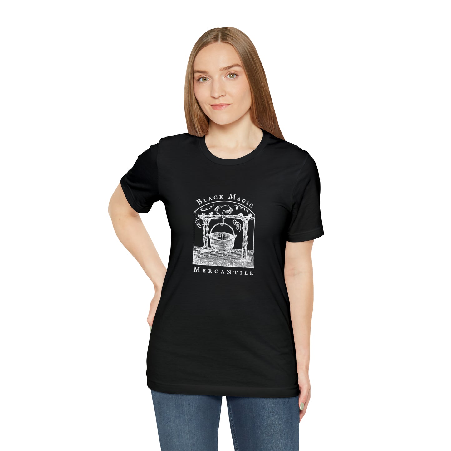 Black Magic Mercantile T-shirt, Vintage Style Witchy Short Sleeve Shirt