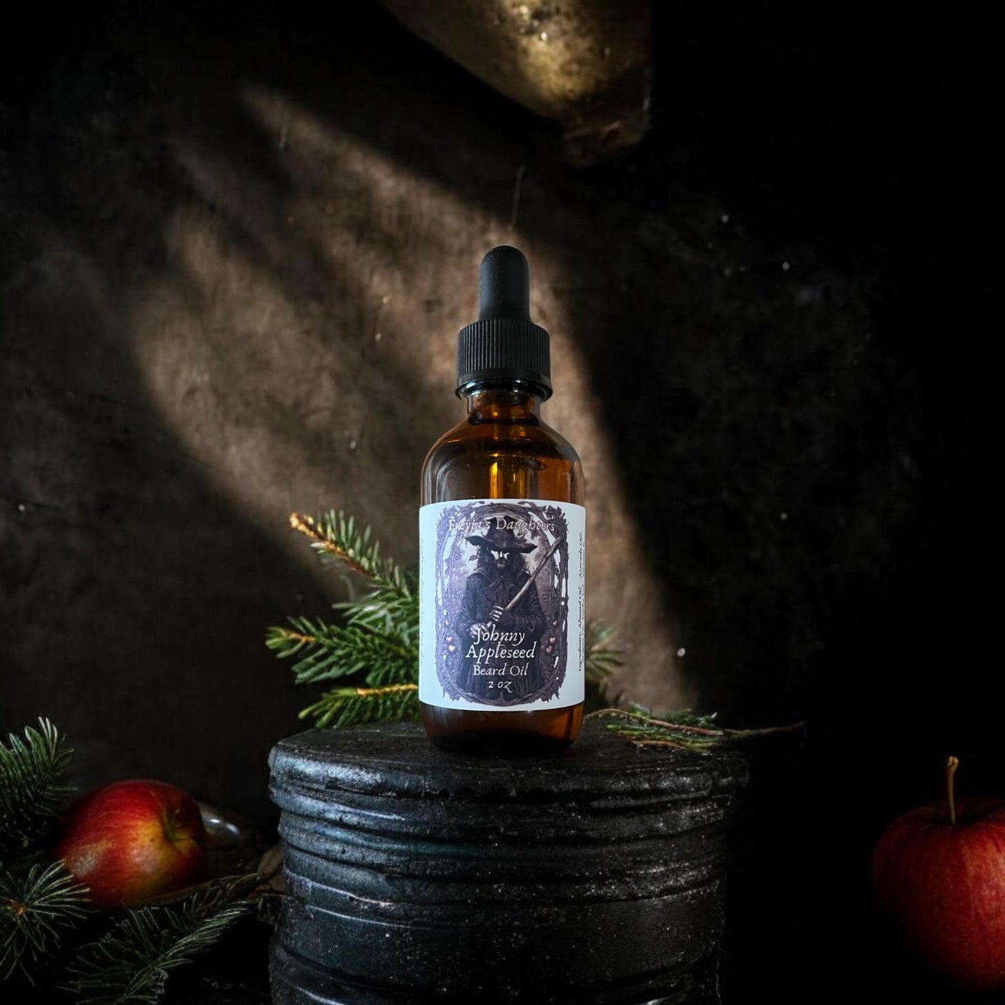 a bottle of liquid beard oil sitting on top of a table