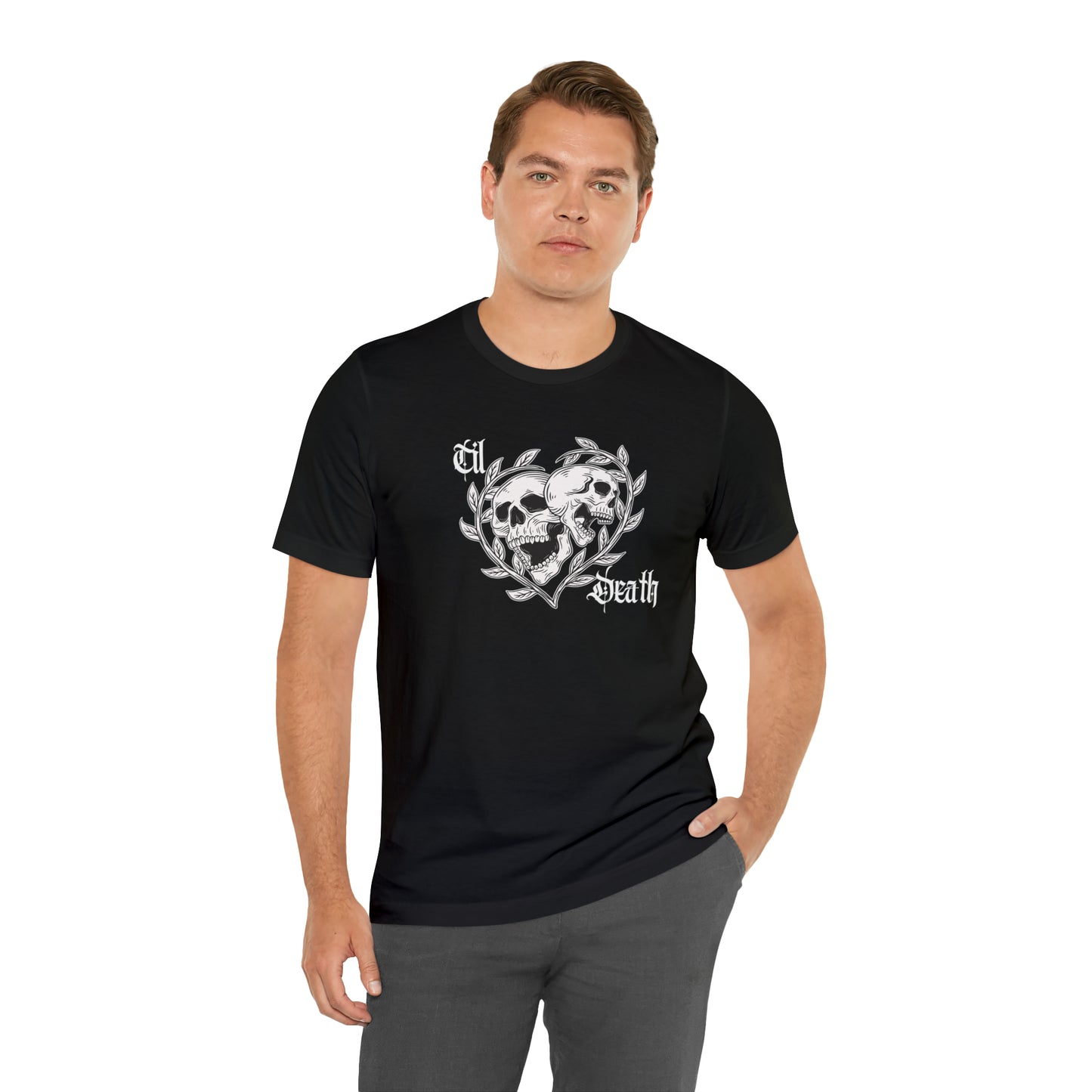 Til Death Skulls T-shirt, Goth Love Skulls and Vines Shirt