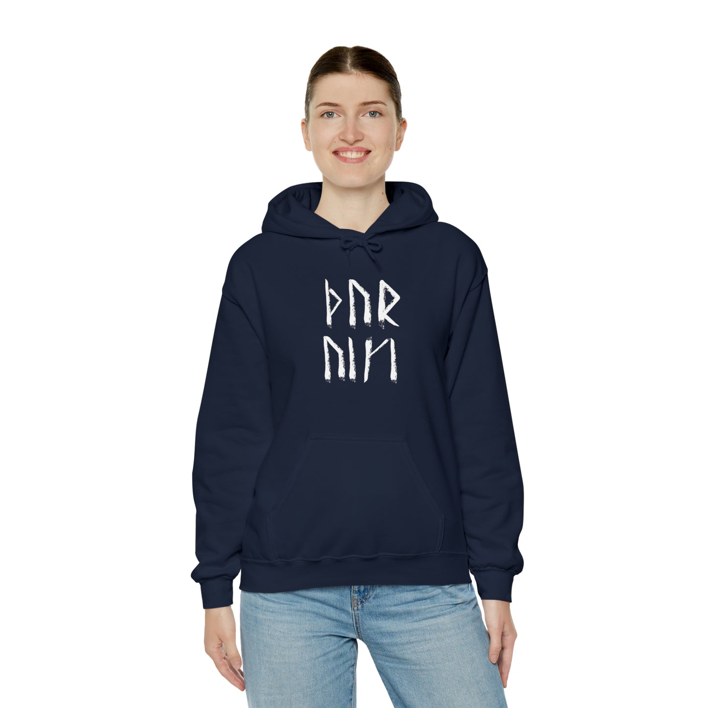 Thor Blessing Rune Hoodie, Younger Futhark Heavy Blend Hooded Sweatshirt, Thor protection inscription from runestones