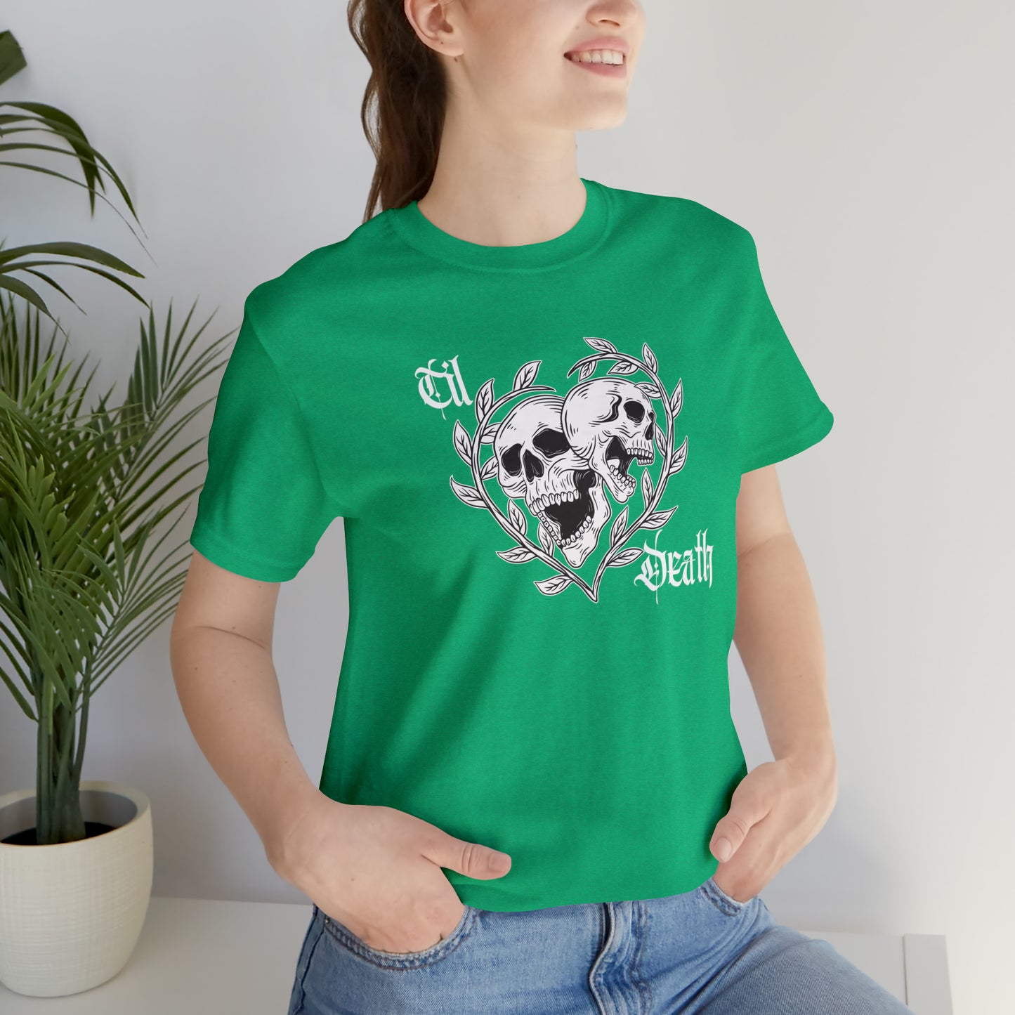 Til Death Skulls T-shirt, Goth Love Skulls and Vines Shirt