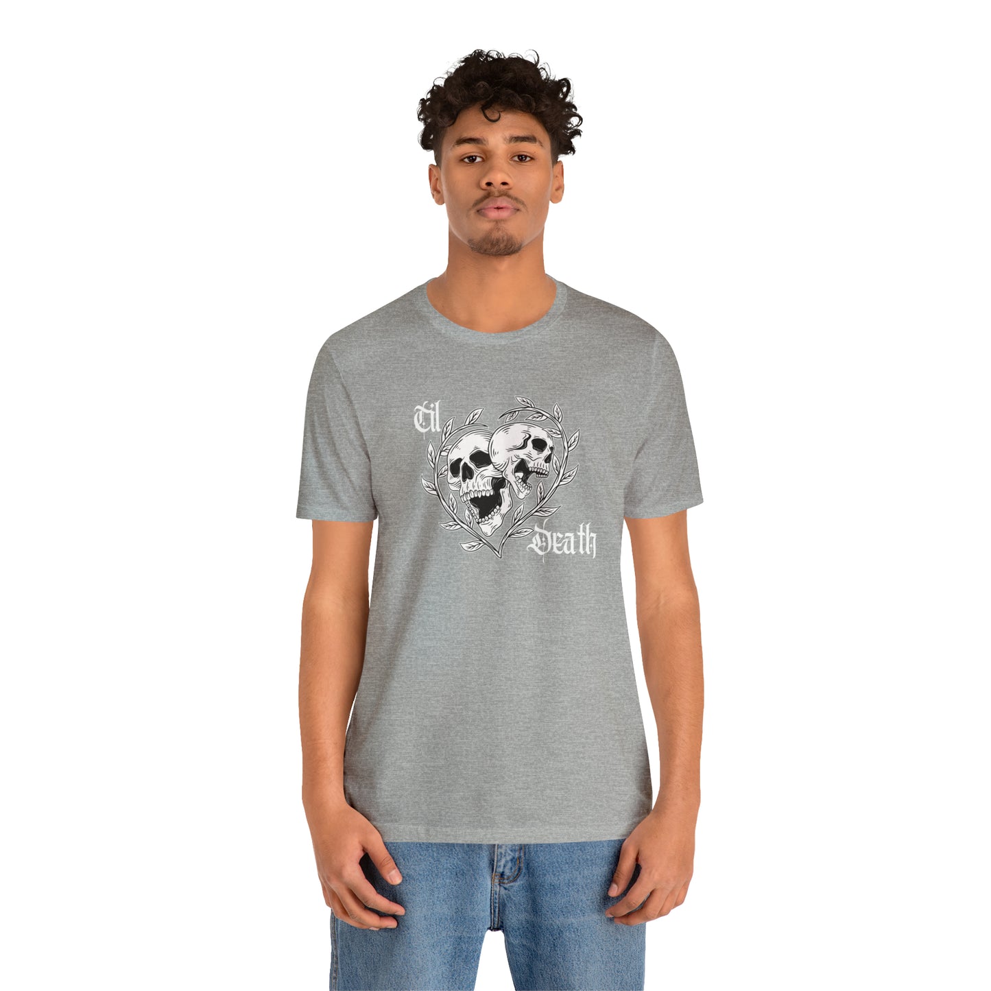 Til Death Skulls T-shirt, Goth Love Skulls and Vines Shirt