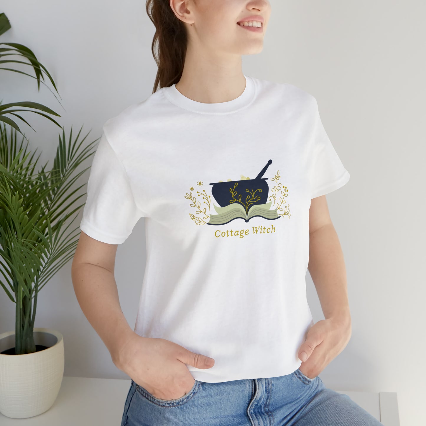 Cottage Witch T-shirt, Cottage Witch Book and Vines Short Sleeve Shirt