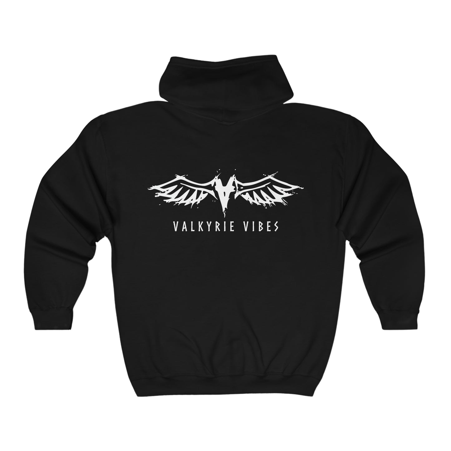 Valkyrie Vibes Back Unisex Heavy Blend Full Zip Hooded Sweatshirt, Valkyrie Hoodie, Wings Hoody