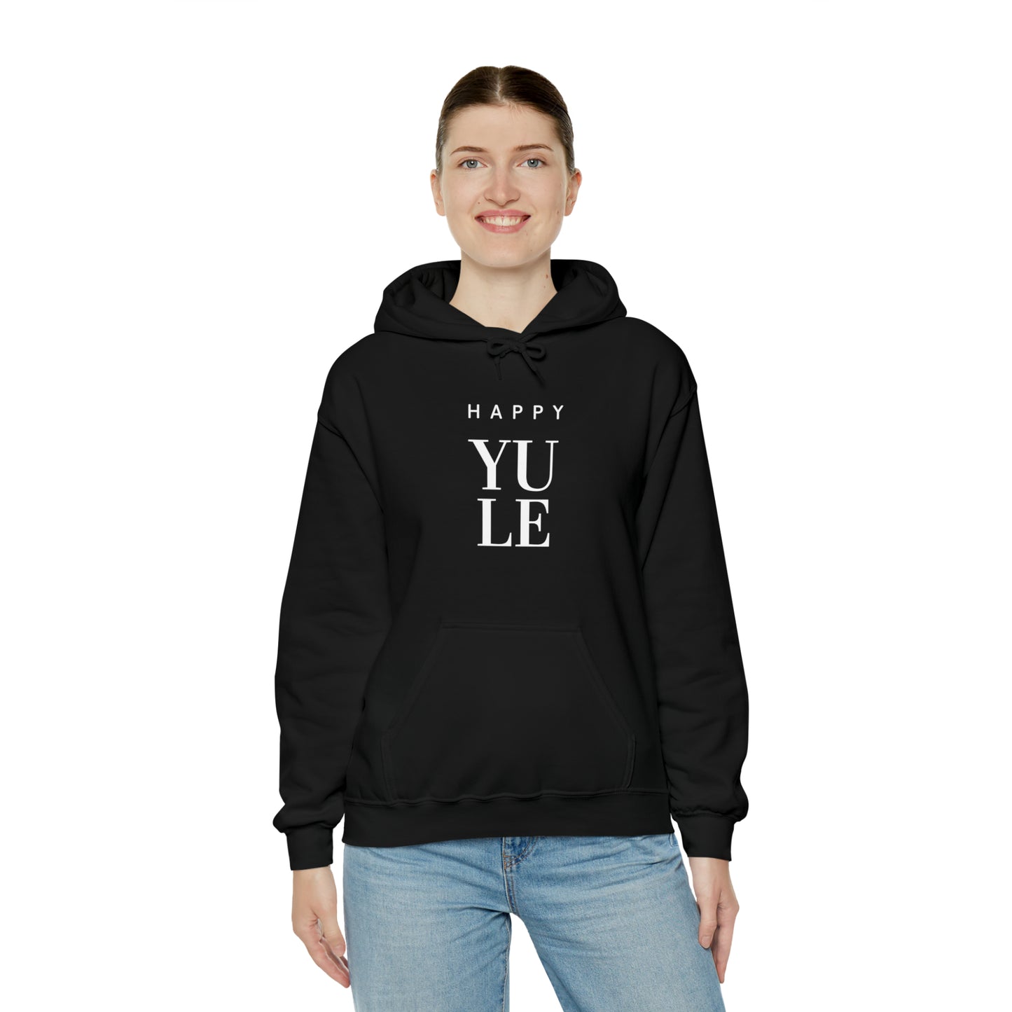 Happy Yule Hoodie, Pagan Holiday Heavy Blend Hooded Sweatshirt