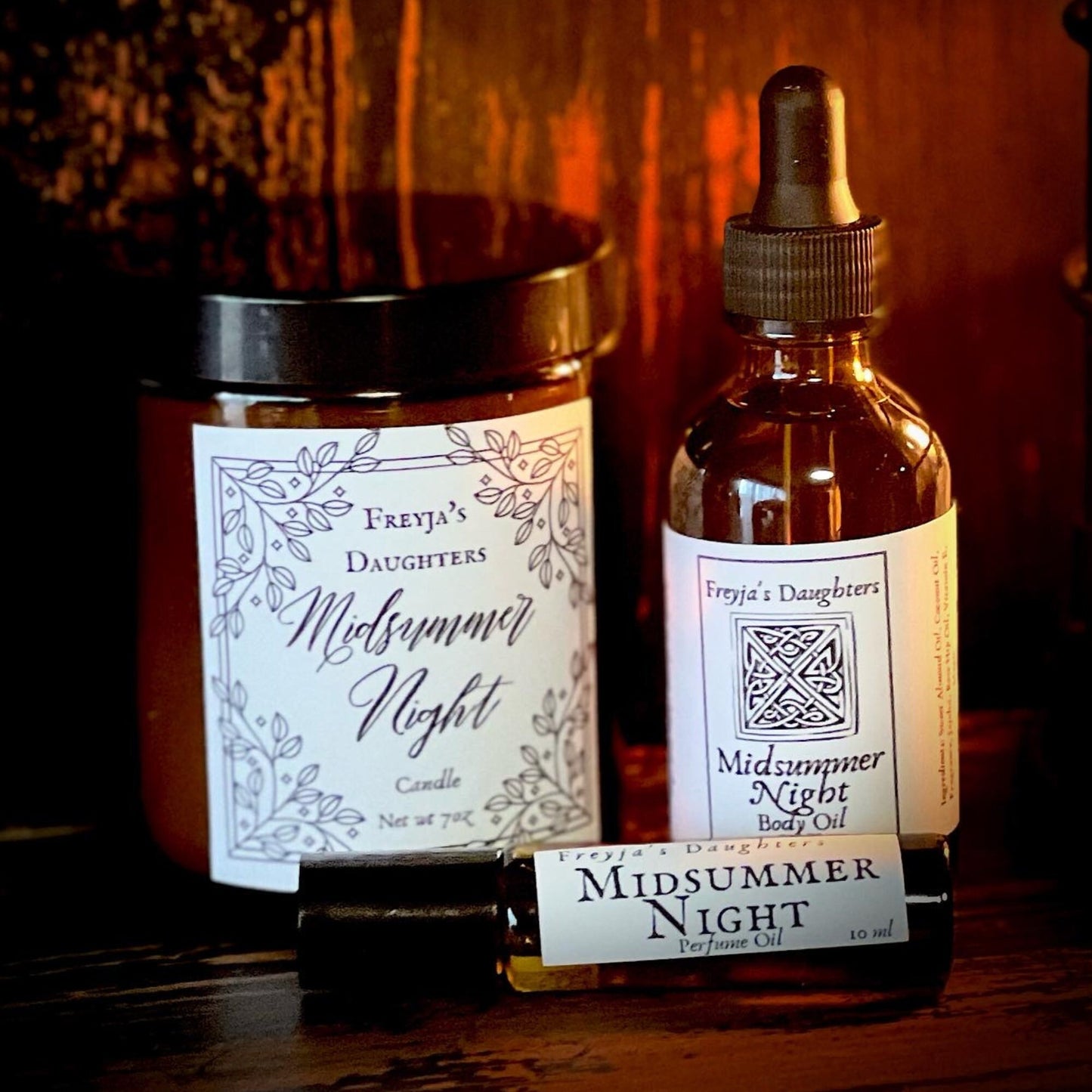 Midsummer Night Fragrance, Perfume Oil, Body Oil, Sugar Scrub, Floral Scent