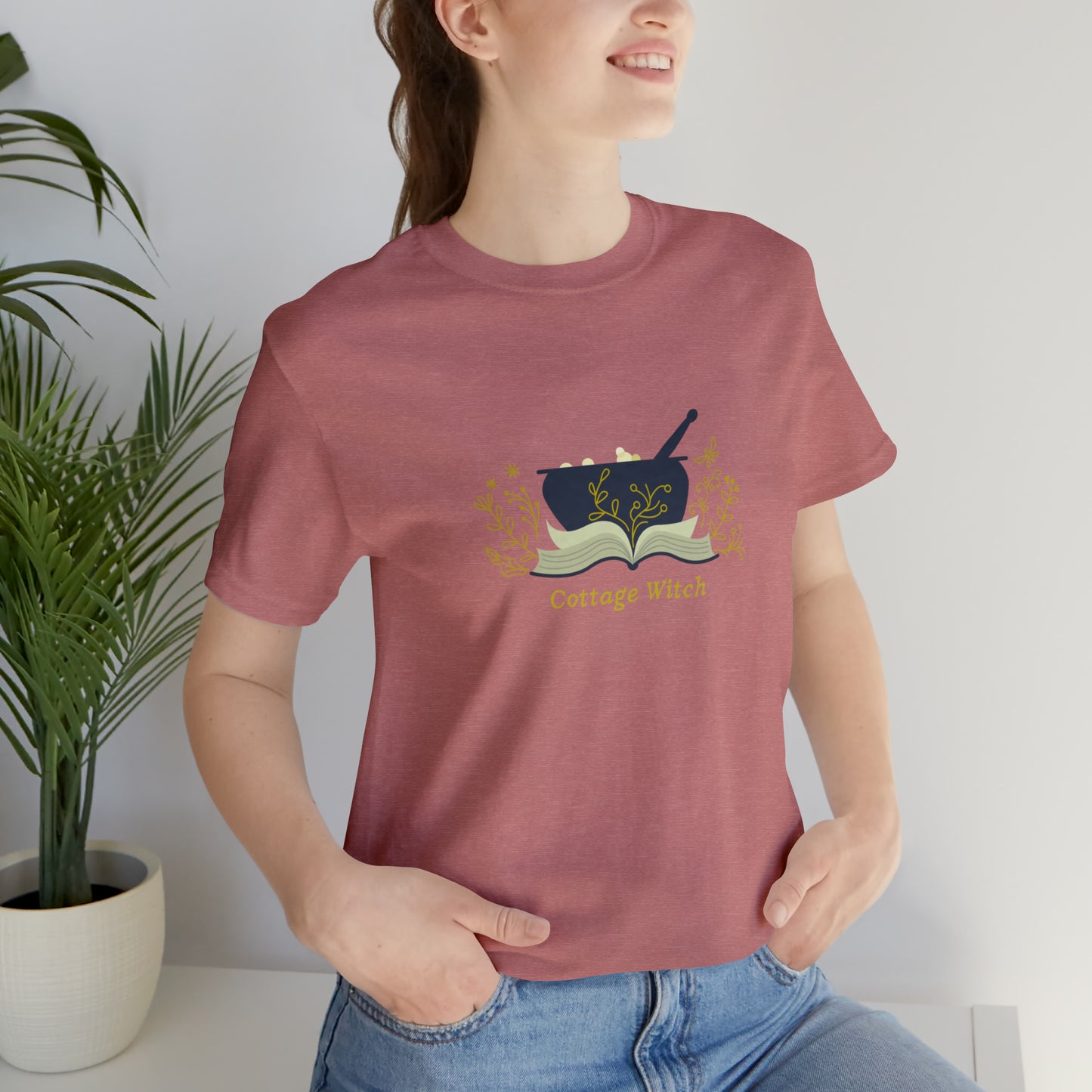 Cottage Witch T-shirt, Cottage Witch Book and Vines Short Sleeve Shirt