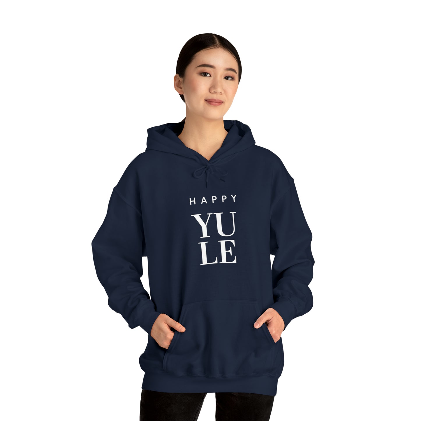 Happy Yule Hoodie, Pagan Holiday Heavy Blend Hooded Sweatshirt