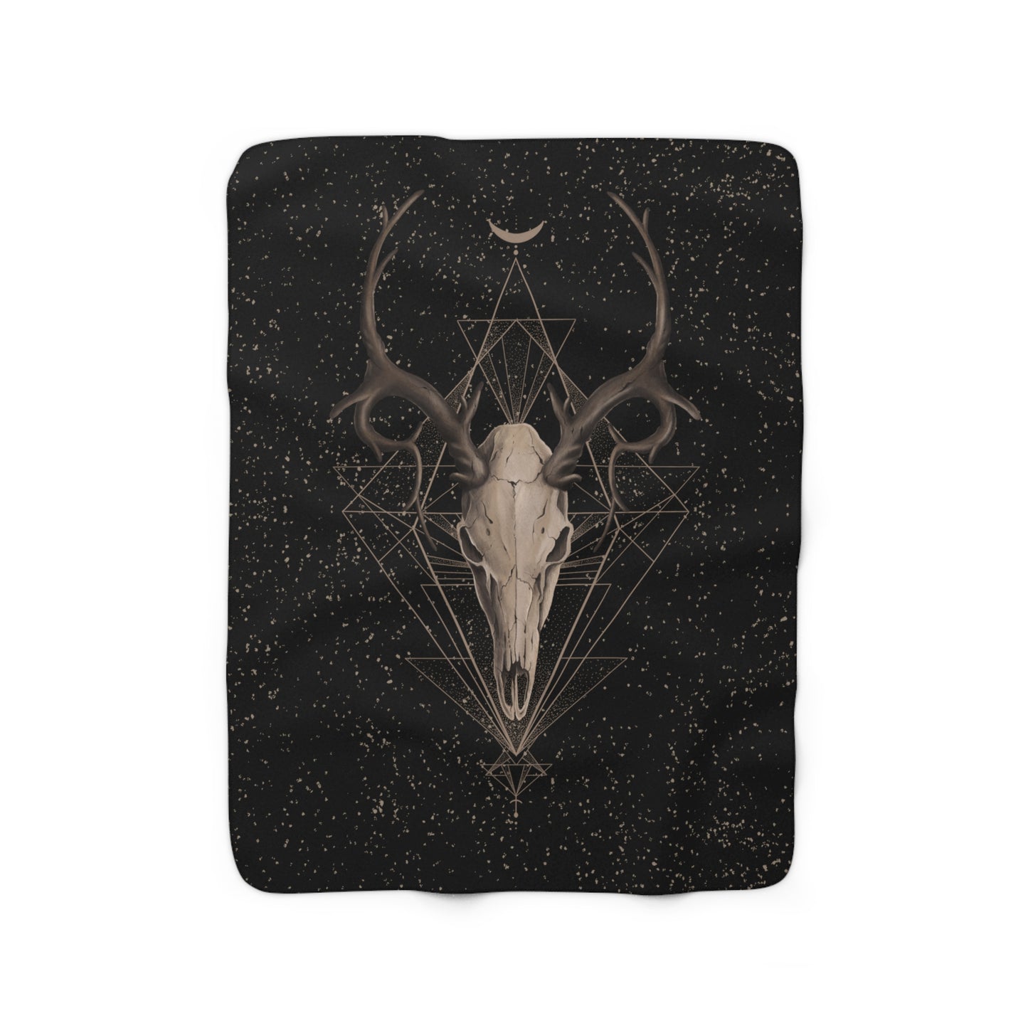 Stag Skull Sherpa Blanket, Animal Skull Neutral tones