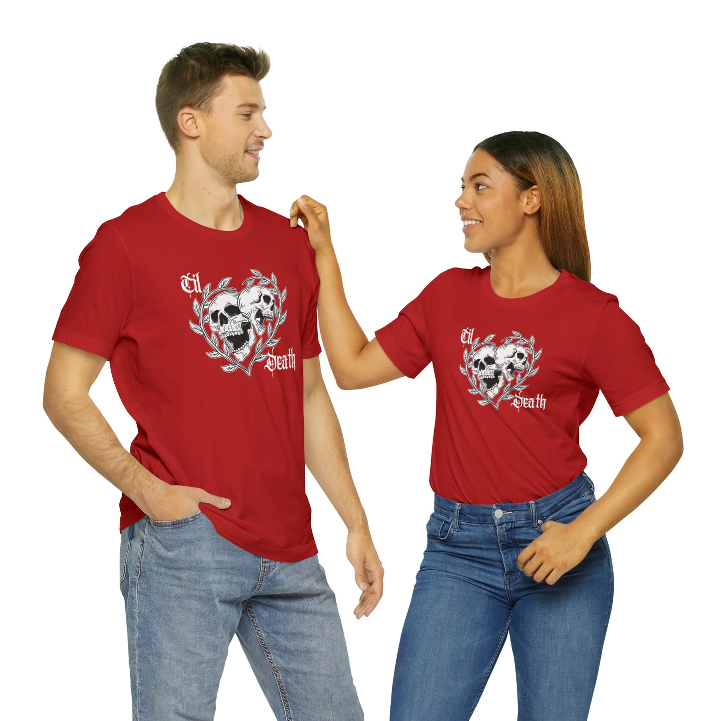 Til Death Skulls T-shirt, Goth Love Skulls and Vines Shirt