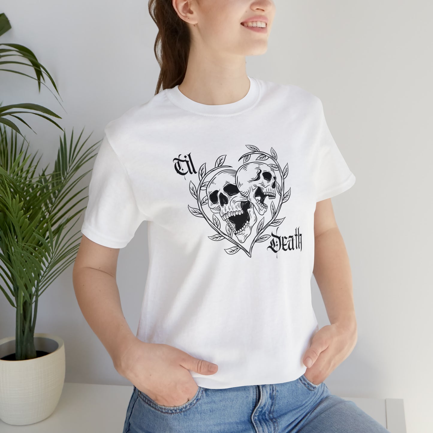 Til Death Skulls T-shirt, Goth Love Skulls and Vines Shirt