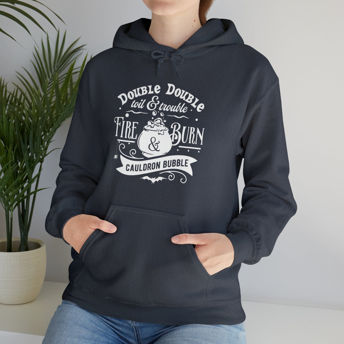 Double, Double Toil and Trouble Hoodie, Witchy Halloween Heavy Blend Hooded Sweatshirt