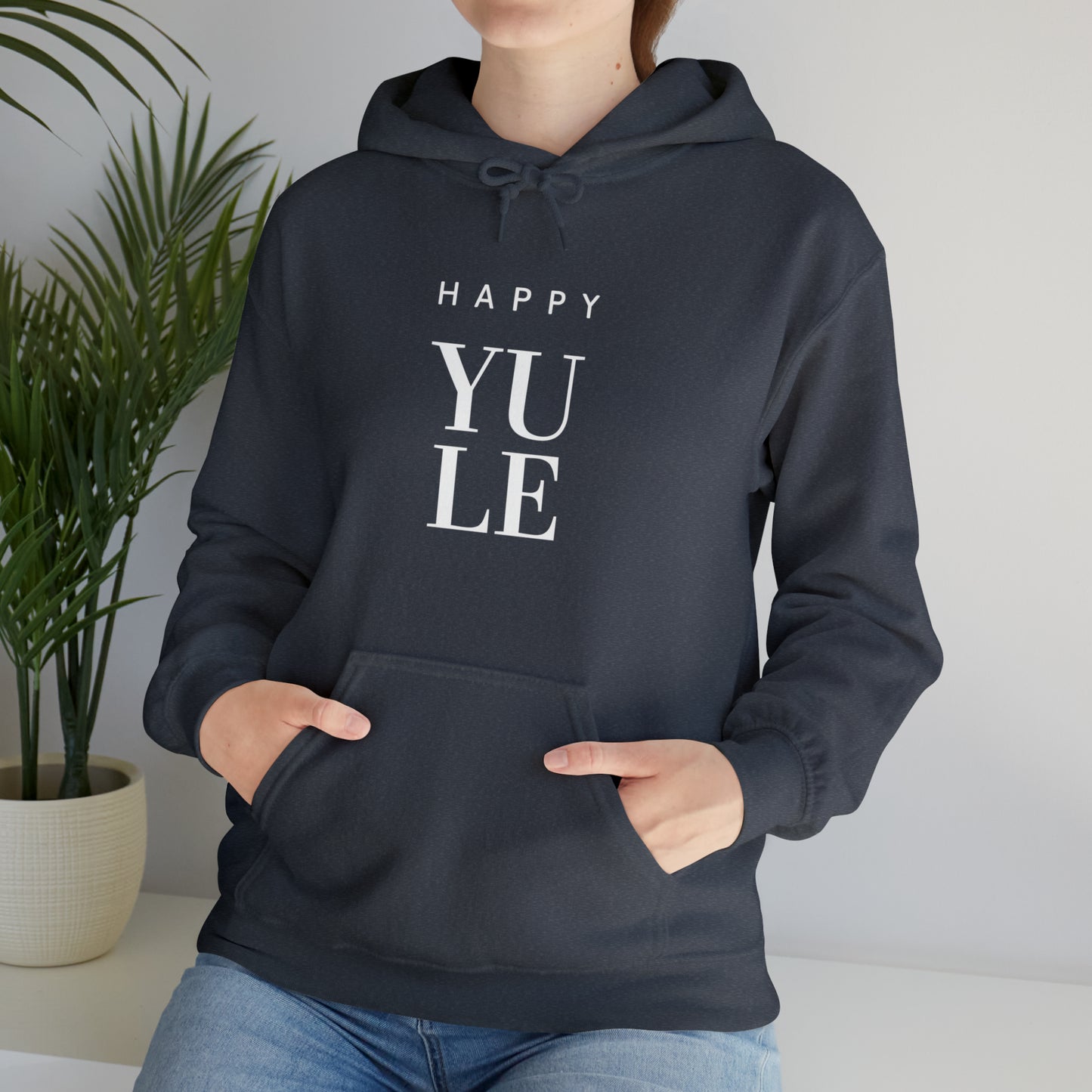 Happy Yule Hoodie, Pagan Holiday Heavy Blend Hooded Sweatshirt