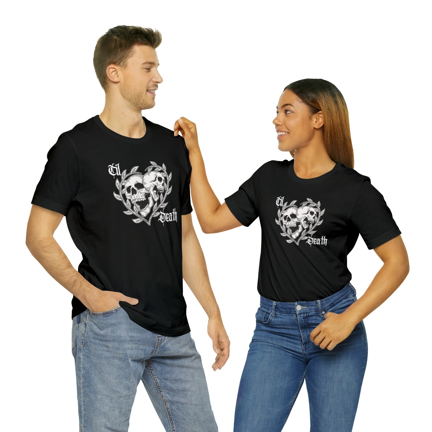 Til Death Skulls T-shirt, Goth Love Skulls and Vines Shirt