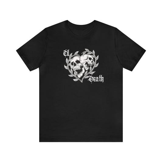 Til Death Skulls T-shirt, Goth Love Skulls and Vines Shirt