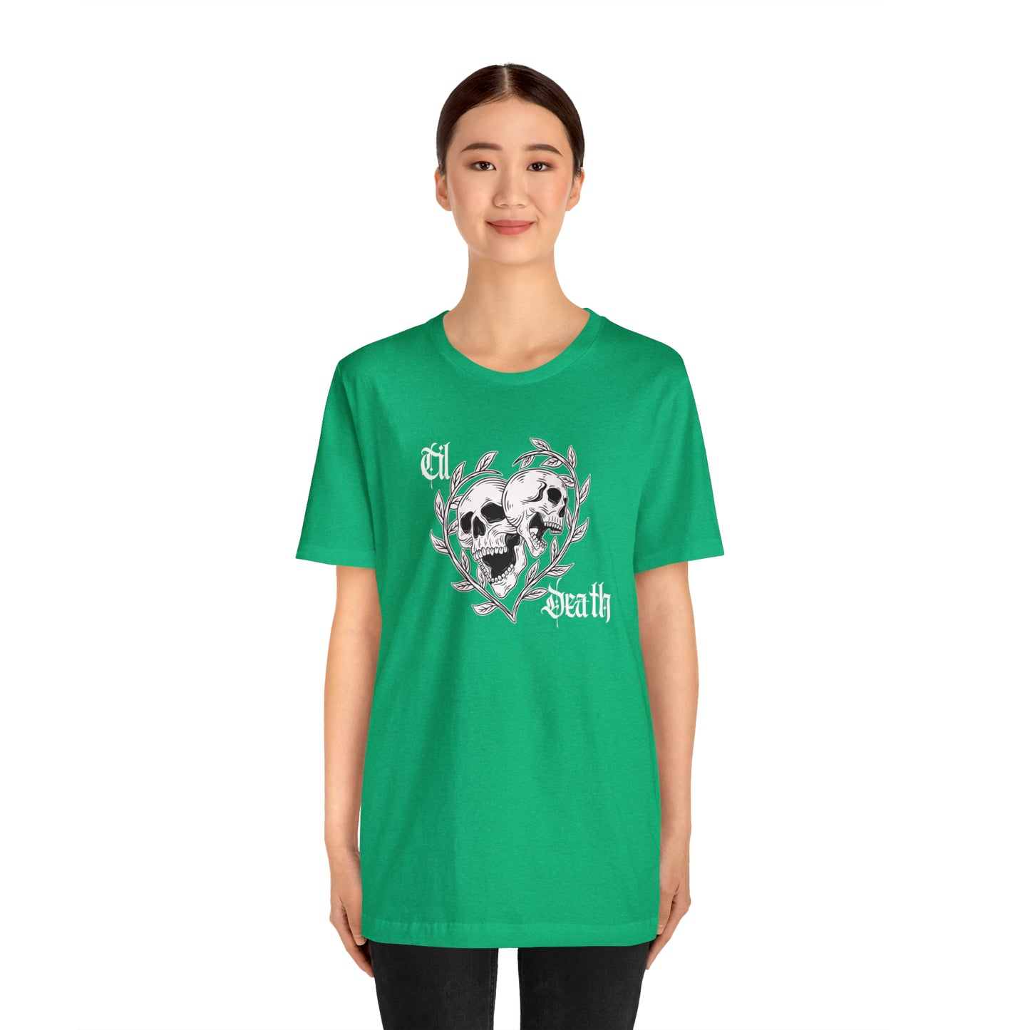 Til Death Skulls T-shirt, Goth Love Skulls and Vines Shirt