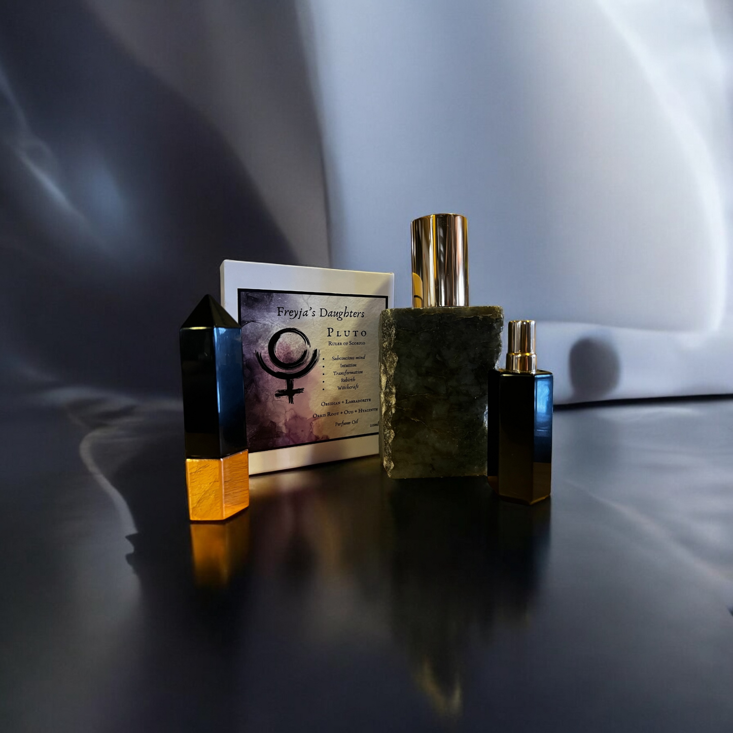 Pluto Obsidian/Labradorite Perfume, Planetary Collection, Crystal Perfume