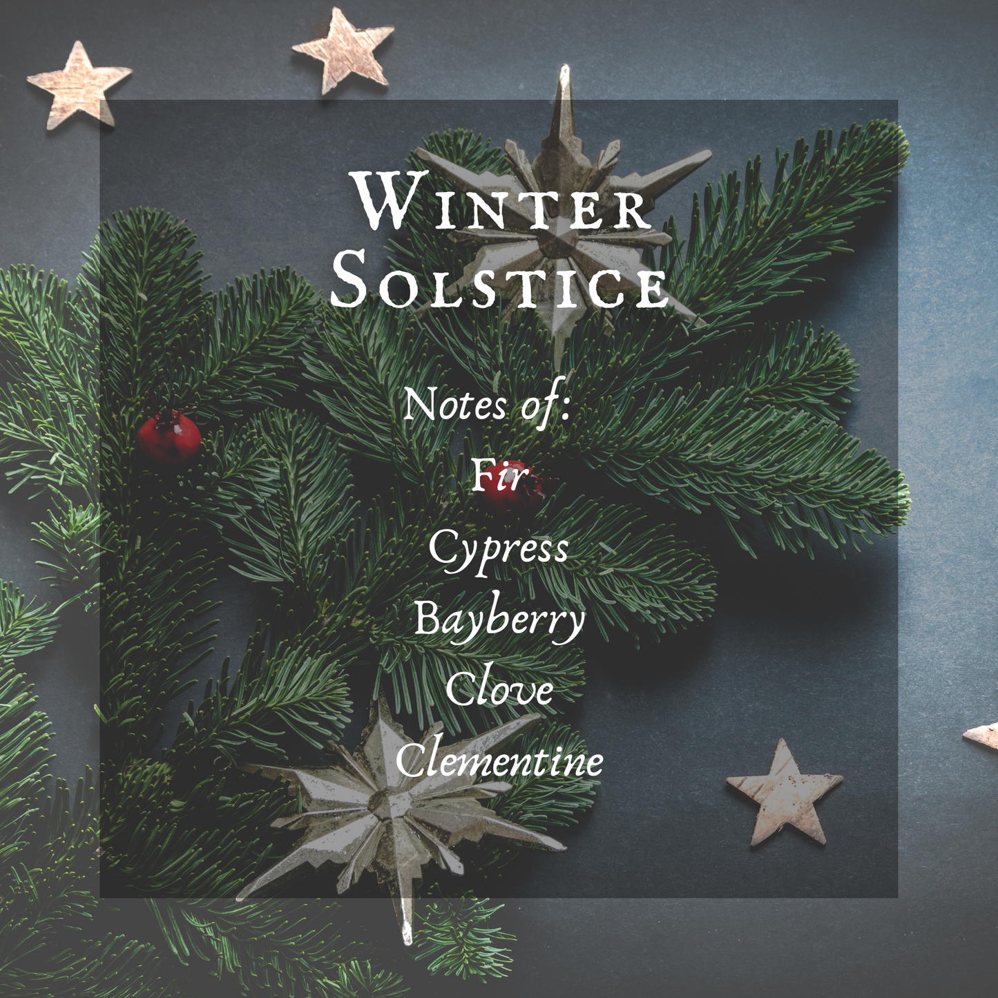 Winter Solstice Candle, Evergreens, Citrus and Spice Scent