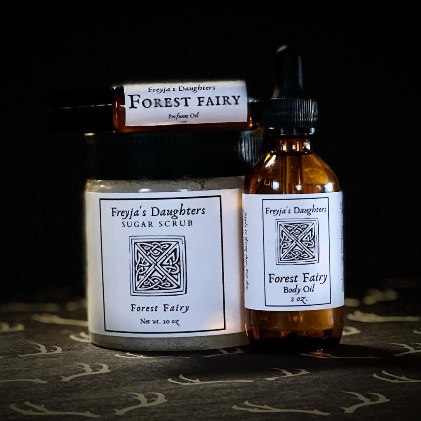 Forest Fairy Fragrance, Body Oil, Perfume Oil, Sugar Scrub Set or individual Items