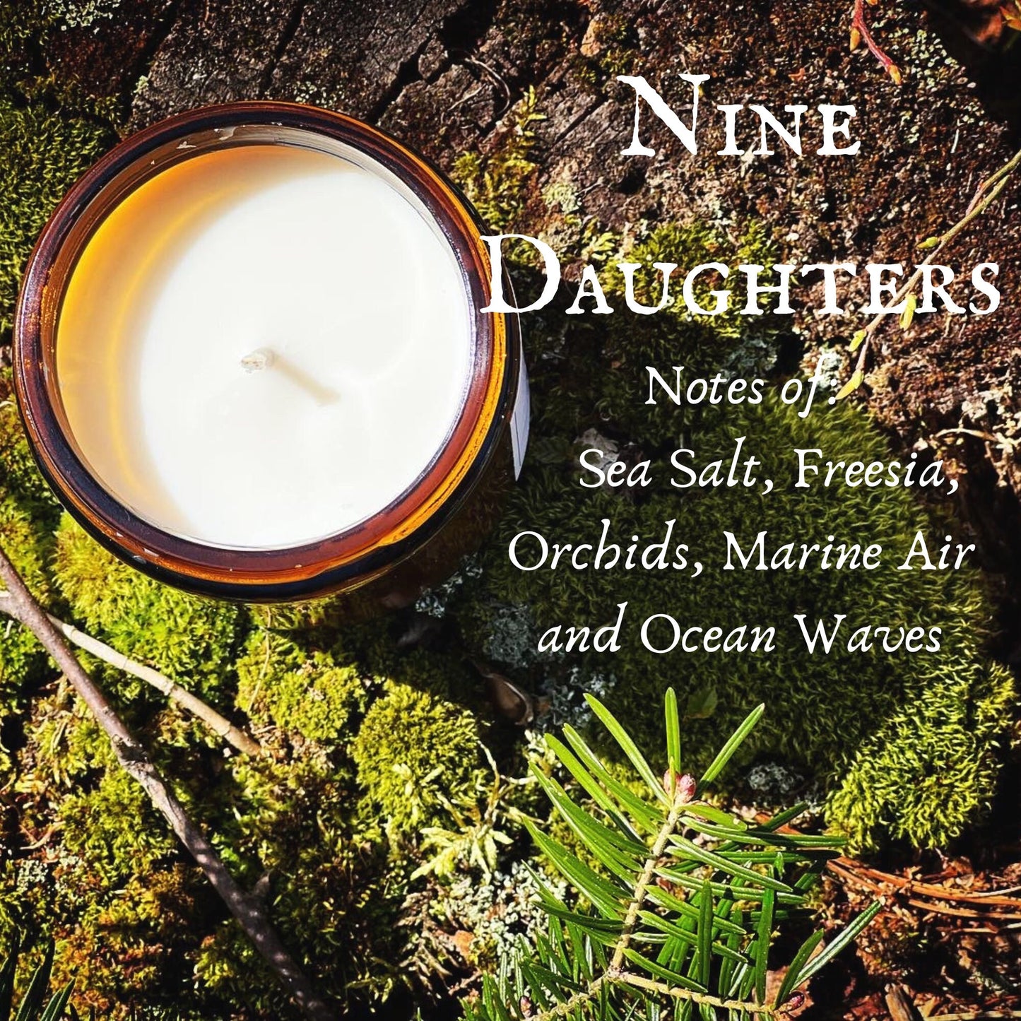 Nine Daughters Candle, Aegir and Ran's Nine Daughters, Floral Marine Scent, Norse Mythology