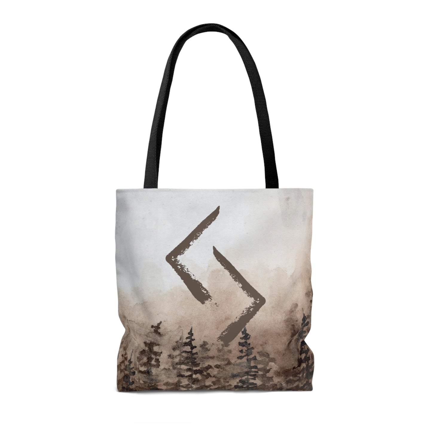 Jera Forest Tote, Rune bag with watercolor woods in natural tones, Harvest, Wheel of the year