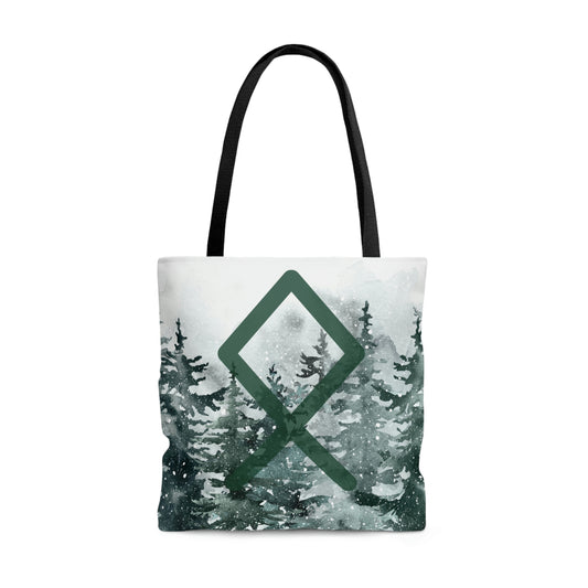 Othala Forest Tote, Rune watercolor woods bag, Heritage, Ancestral knowledge, Inheritance Rune, Odal/Othala bag