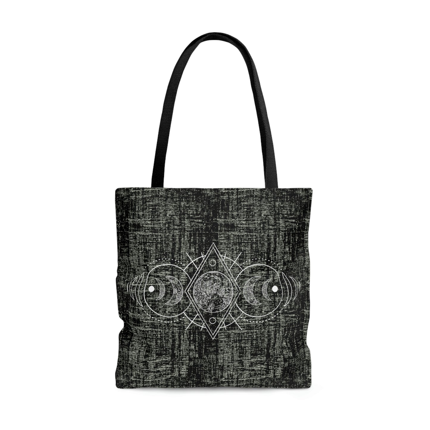 Moon Phases Tote, Witchy Moon Bag, Black and White Goth Bag