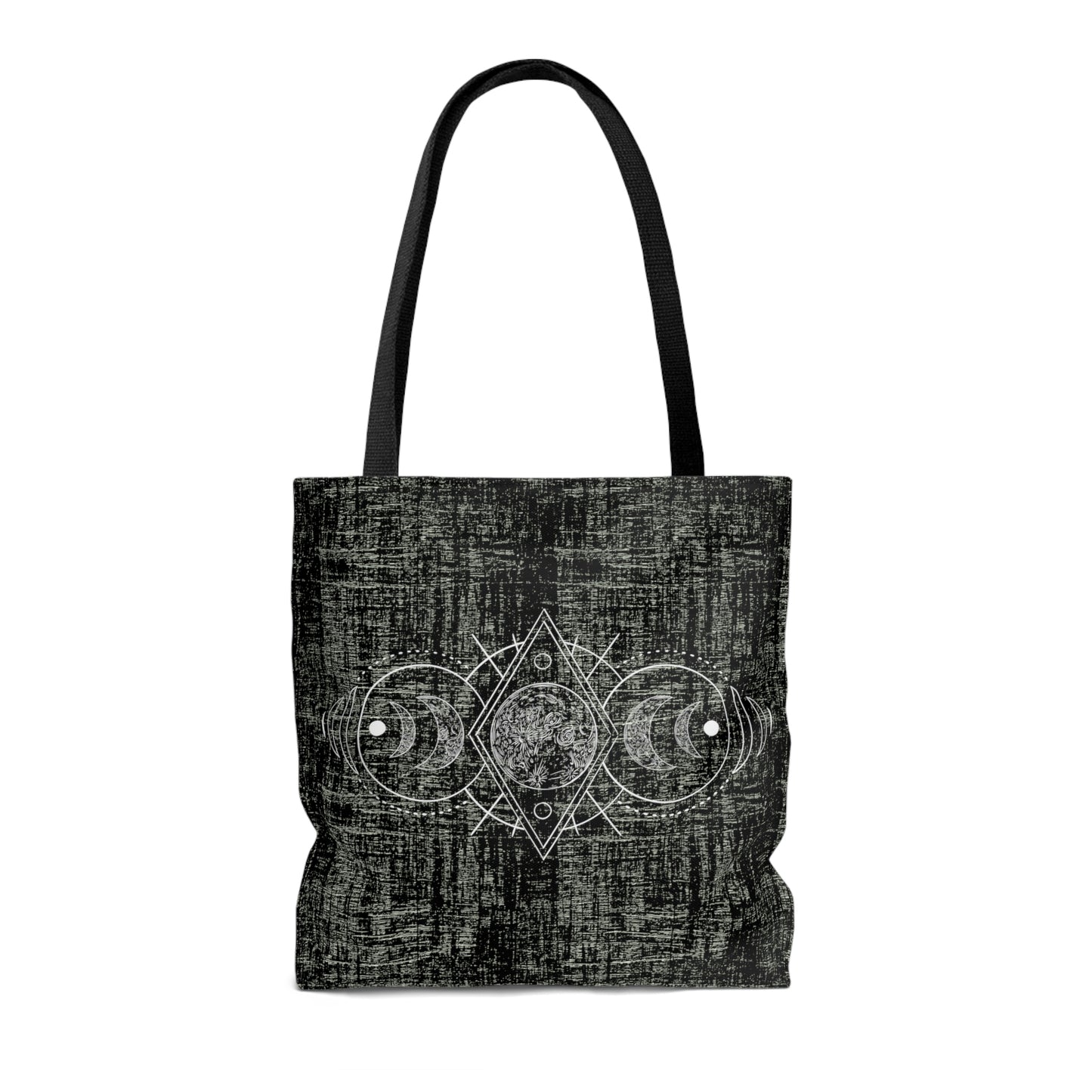 Moon Phases Tote, Witchy Moon Bag, Black and White Goth Bag