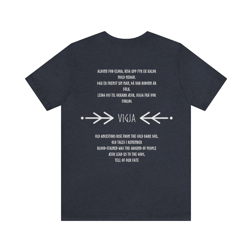 Danheim Vigja Lyrics T-Shirt, Front and Back Print, Lyrics in Old Norse and English, Nordic Folk music, Pagan Tee