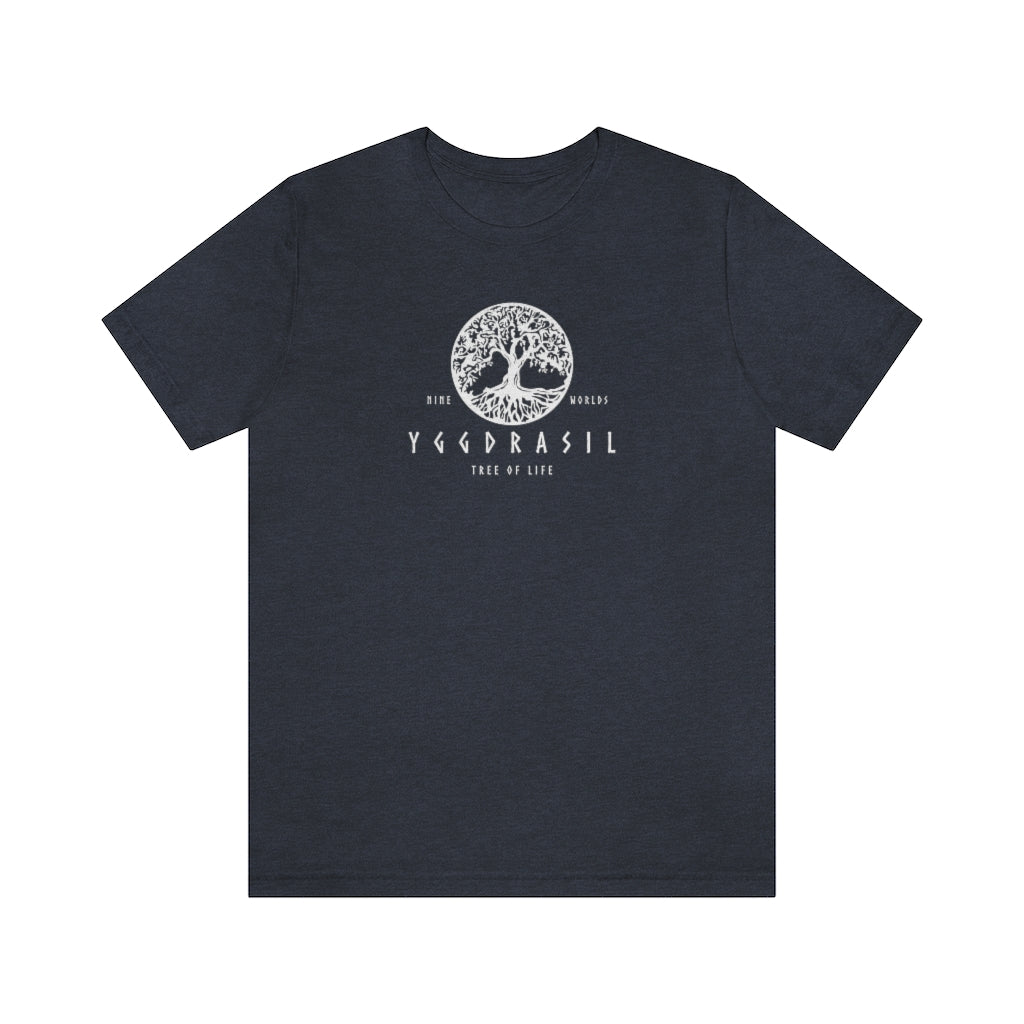 Yggdrasil Nine Worlds Unisex Short Sleeve Tee, Tree of Life T-shirt, Norse Pagan Tree of Nine Worlds, Nordic Mythology, Sacred Nature