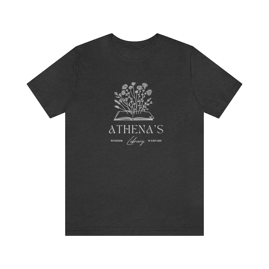 Athena Unisex Jersey Tee, Goddess of Wisdom T-Shirt, Greek Goddess of knowledge, War, Vintage Style Athena's Library Cute Shirt