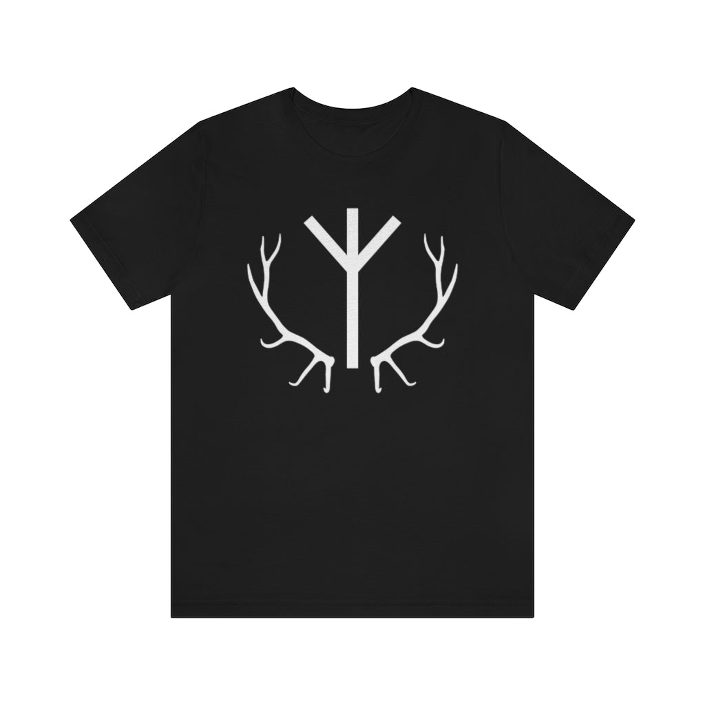 Algiz Rune Unisex Jersey Tee, Elhaz Antlers Short Sleeve T-Shirt