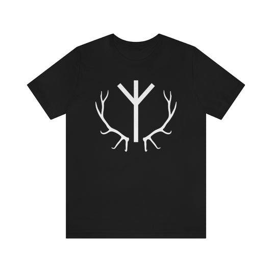 Algiz Rune Unisex Jersey Tee, Elhaz Antlers Short Sleeve T-Shirt