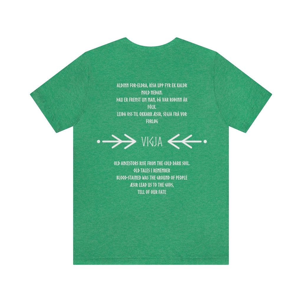 Danheim Vigja Lyrics T-Shirt, Front and Back Print, Lyrics in Old Norse and English, Nordic Folk music, Pagan Tee