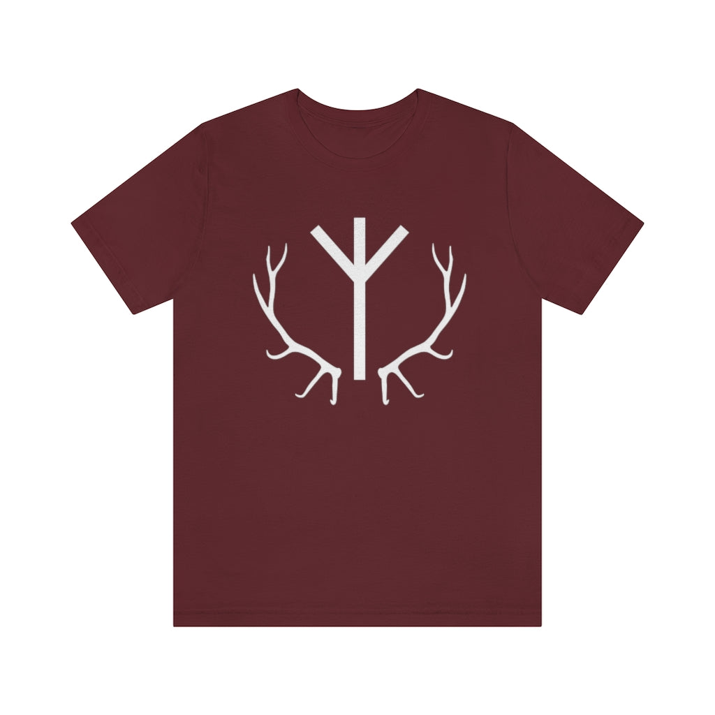 Algiz Rune Unisex Jersey Tee, Elhaz Antlers Short Sleeve T-Shirt