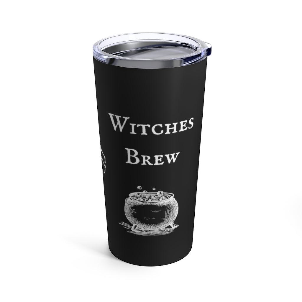 Witches Brew Tumbler 20oz, Stainless Steel Cauldron Mug, Witchy Insulated Travel Cup, Cauldron and Spider, Goth, Vintage Style illustration