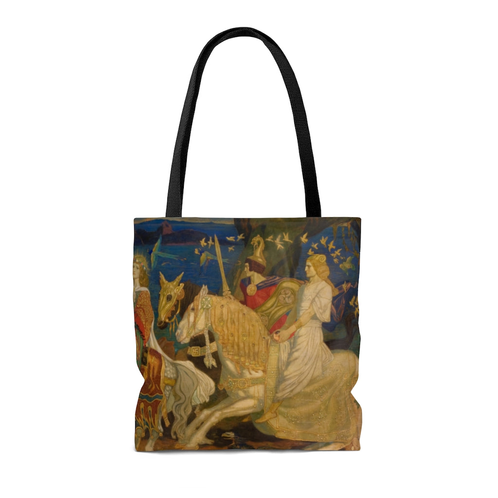 The Riders of the Sidhe Tote, John Duncan painting of the Irish fairy folk, Celtic Revival Bag, Ireland Magic, Beltane Ride, Tree of life