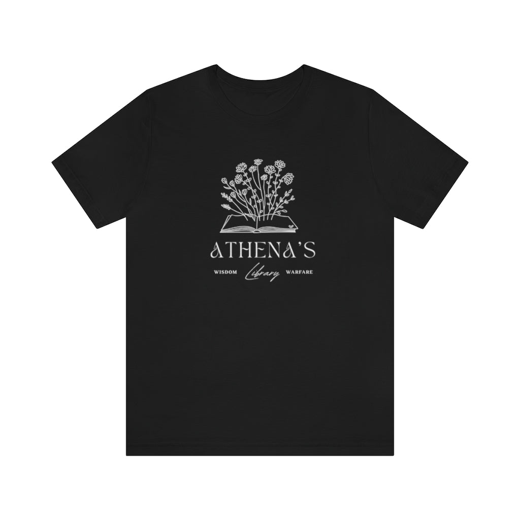 Athena Unisex Jersey Tee, Goddess of Wisdom T-Shirt, Greek Goddess of knowledge, War, Vintage Style Athena's Library Cute Shirt