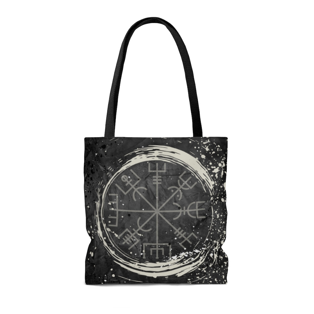 Vegvisir Tote, Icelandic Sigil Bag, Norse Pagan Satchel, Black, Grays, Cream neutral tones, Nordic Symbolism