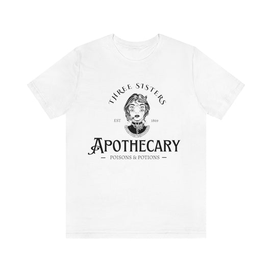 Three Sisters Apothecary Unisex Jersey Short Sleeve Tee, Vintage Style Witchy T-Shirt, Poisons and Potions