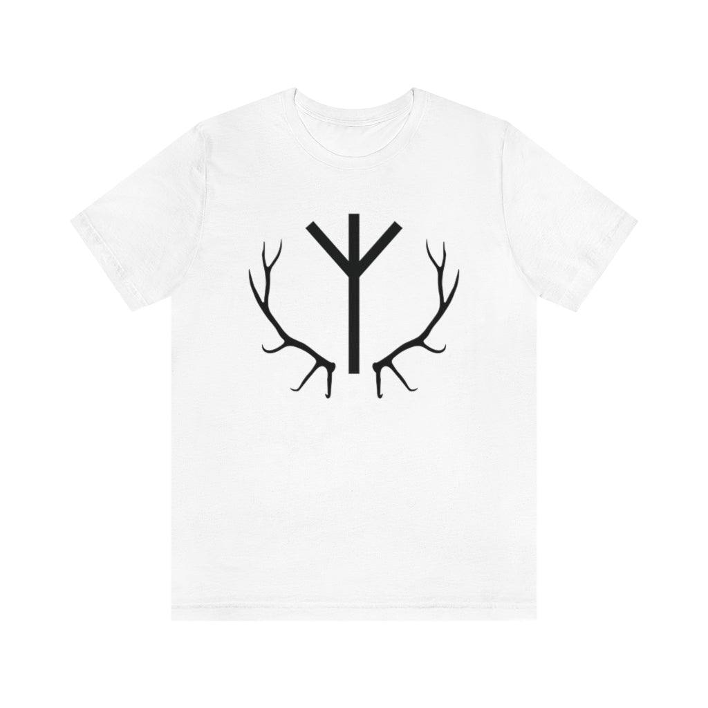 Algiz Rune Unisex Jersey Tee, Elhaz Antlers Short Sleeve T-Shirt