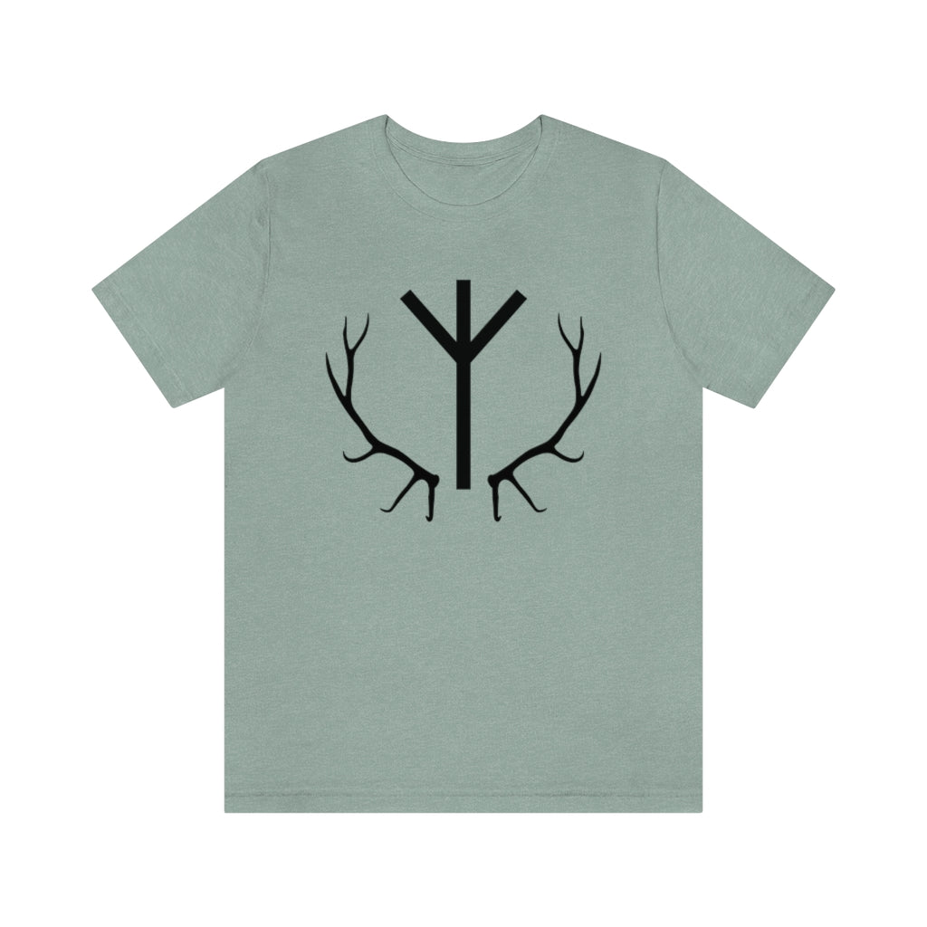 Algiz Rune Unisex Jersey Tee, Elhaz Antlers Short Sleeve T-Shirt