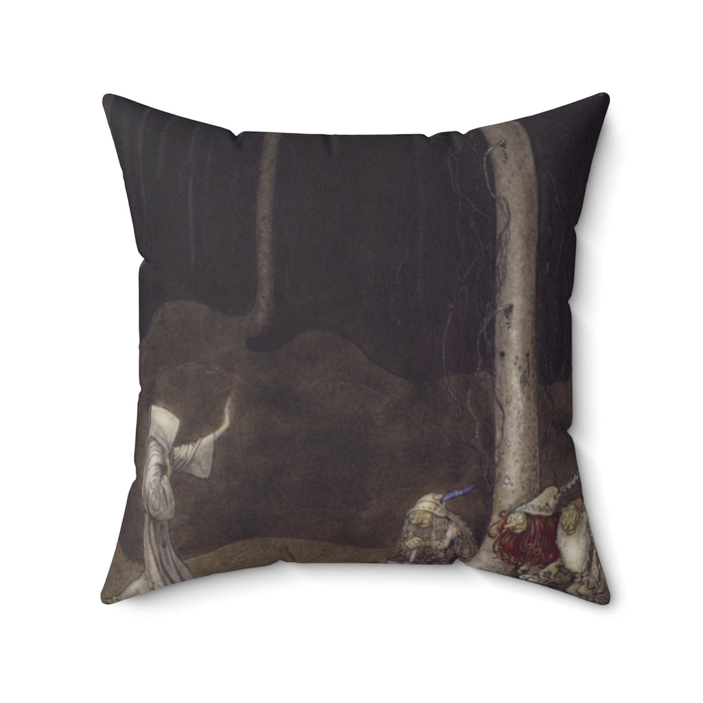 Among the Elves and Trolls Throw Pillow, J Bauer illustration