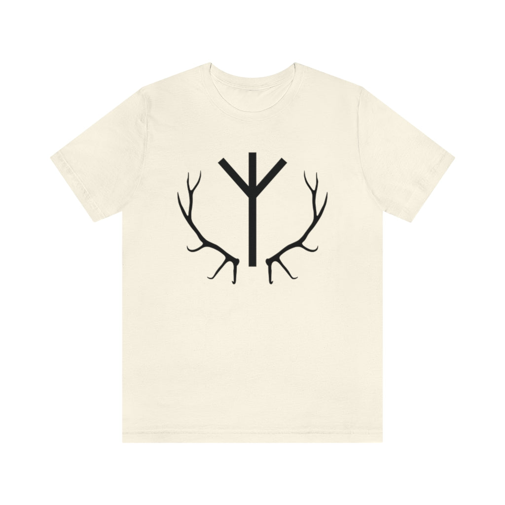 Algiz Rune Unisex Jersey Tee, Elhaz Antlers Short Sleeve T-Shirt