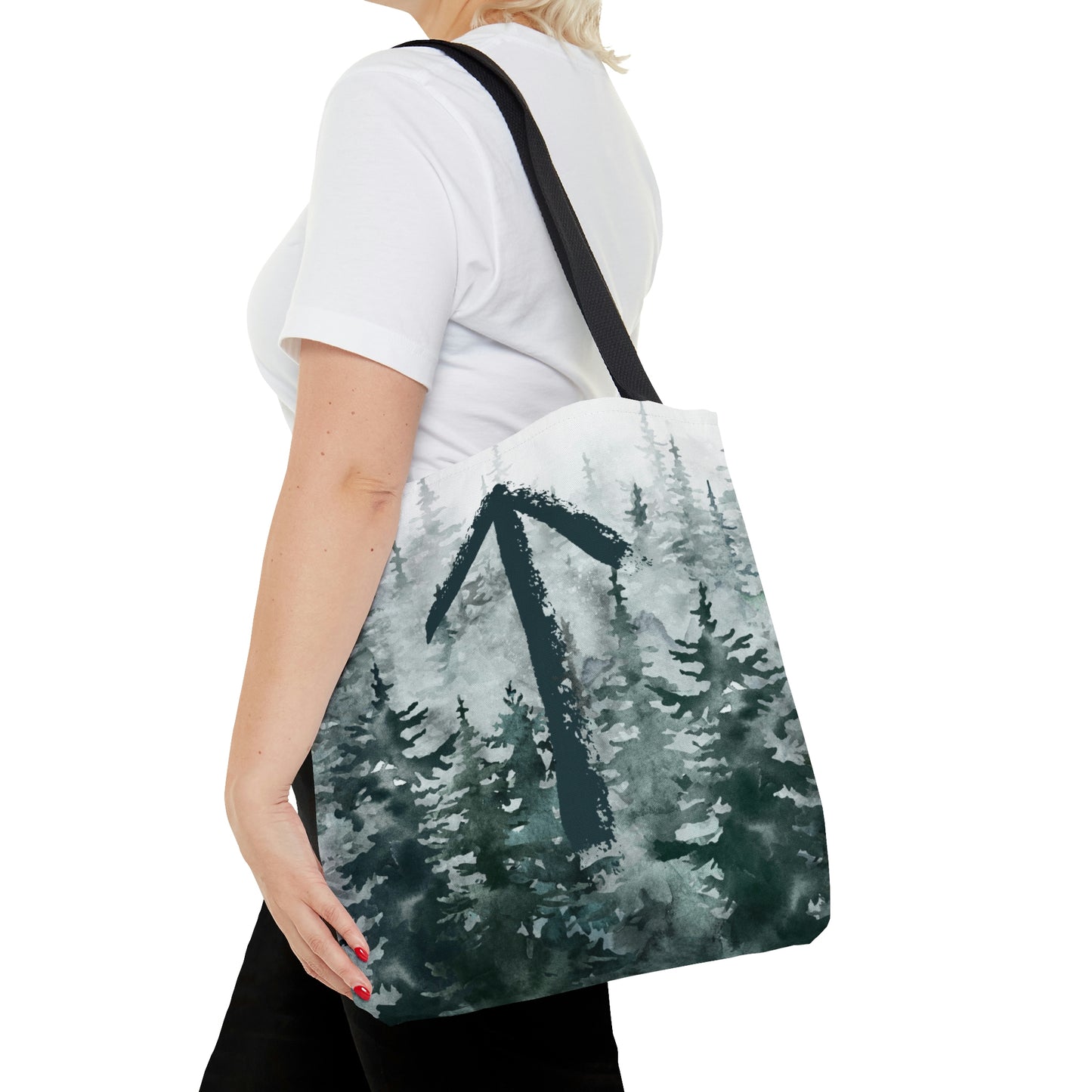 Tiwaz Watercolor Woods Tote, Tyr Forest Bag, Pagan Tote