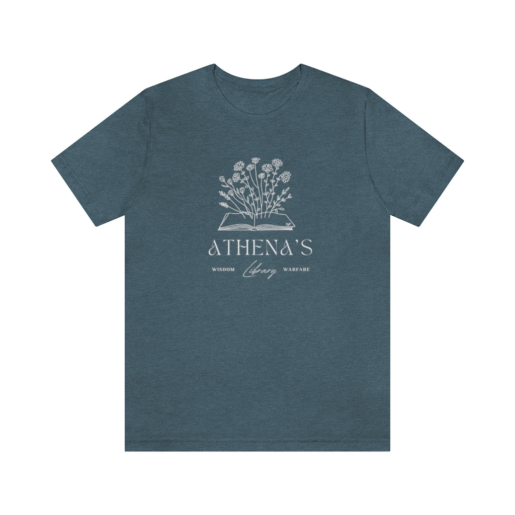 Athena Unisex Jersey Tee, Goddess of Wisdom T-Shirt, Greek Goddess of knowledge, War, Vintage Style Athena's Library Cute Shirt