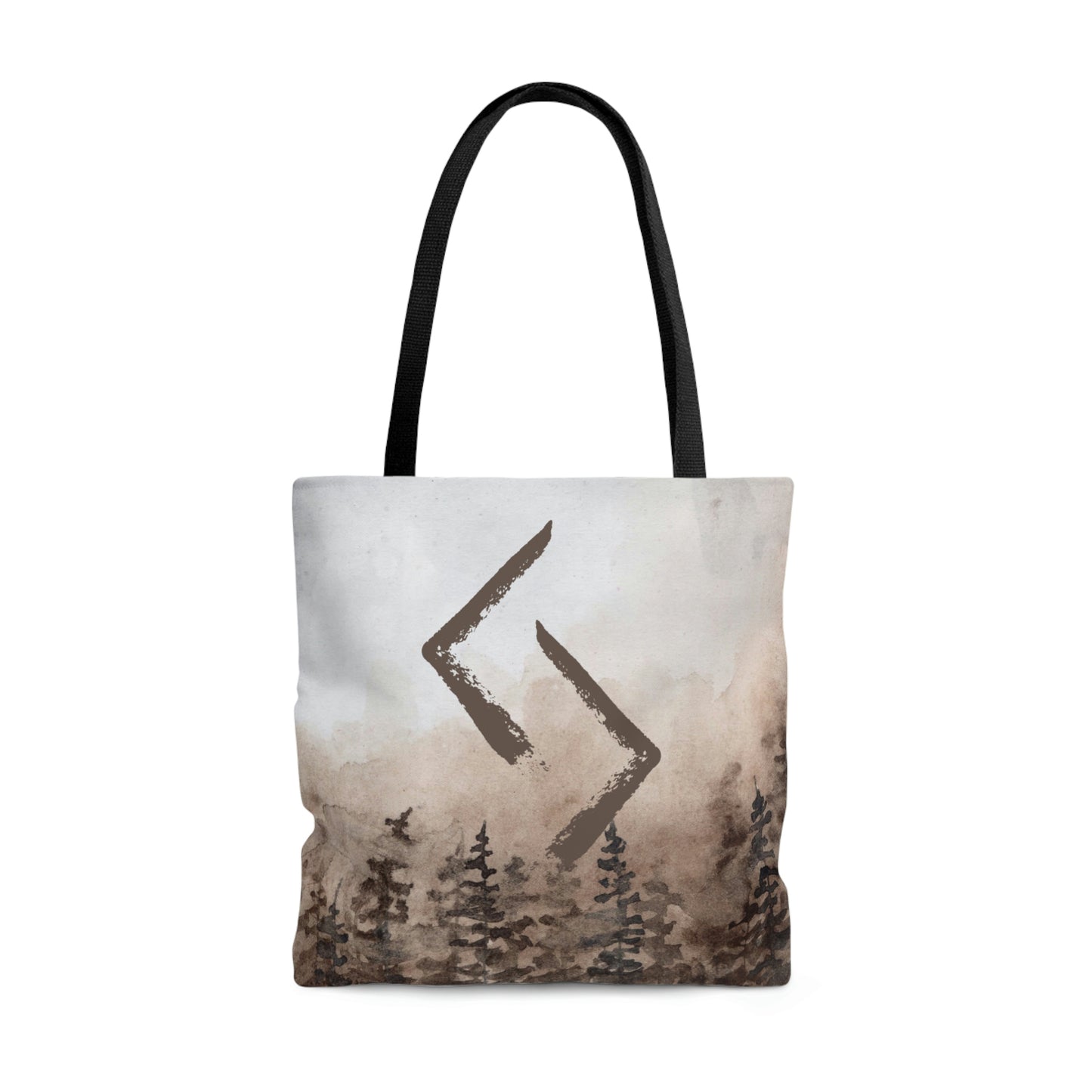 Jera Forest Tote, Rune bag with watercolor woods in natural tones, Harvest, Wheel of the year